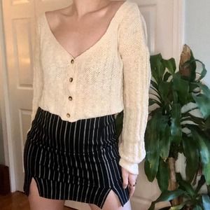 off the shoulder off white oversized Sweater